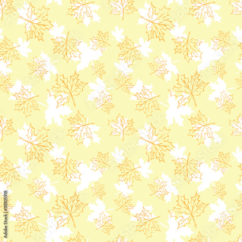 Seamless vector pattern with autumn leaves. Halloween repeating autumn backdrop
