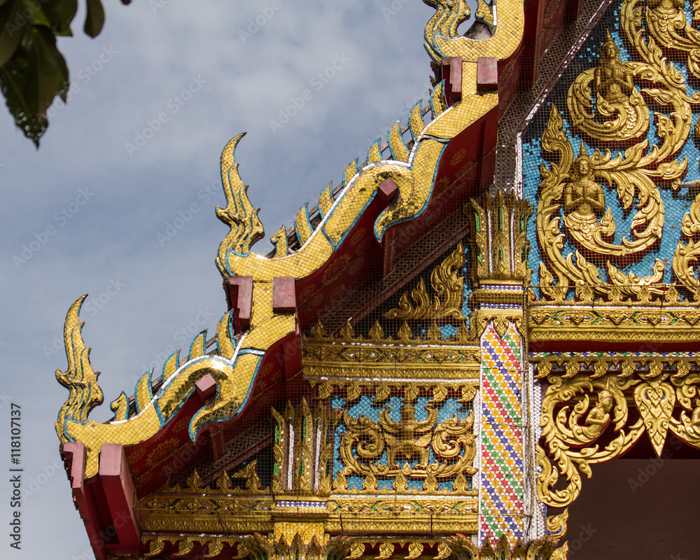 the golden temple roof in thai temple