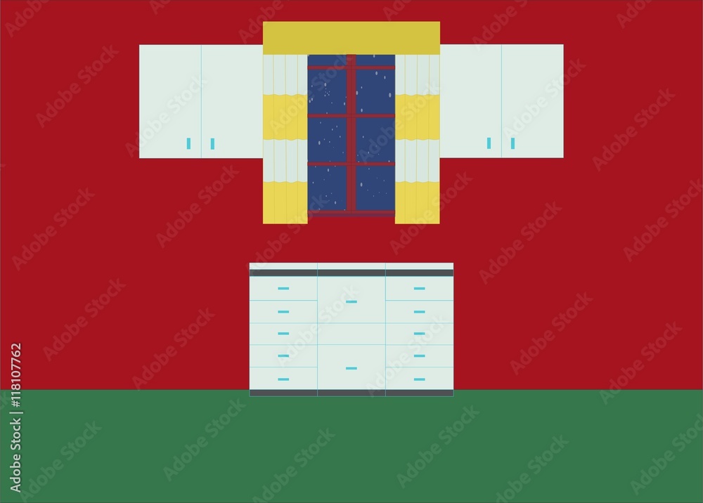 Room vector llustration of a room wall with window and closet Room vector llustration of a room wall with window and closet