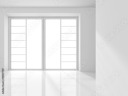 Empty White Room Architecture Background