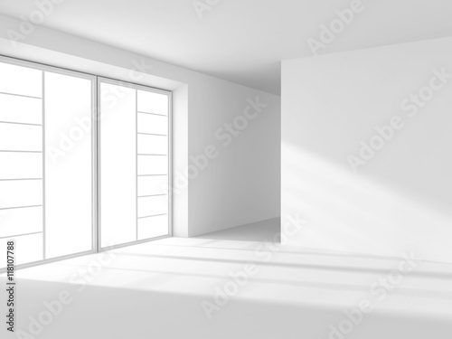 Abstract White Empty Room Interior With Window