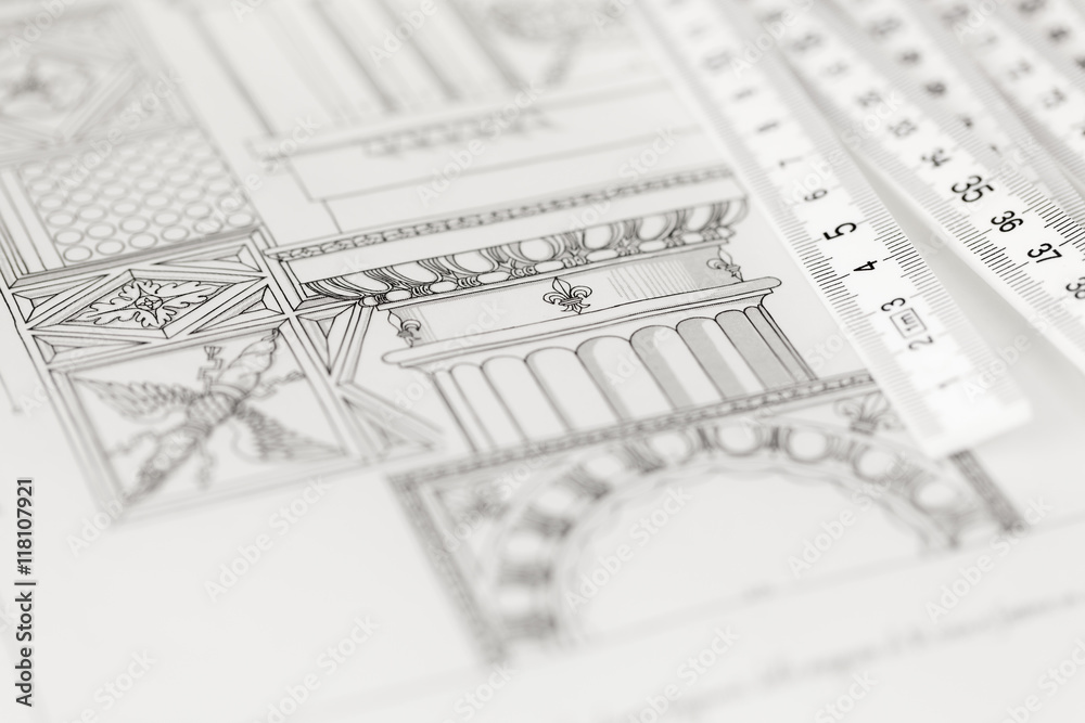 custom made wallpaper toronto digitalarchitectural drawing - detail column & folding ruler