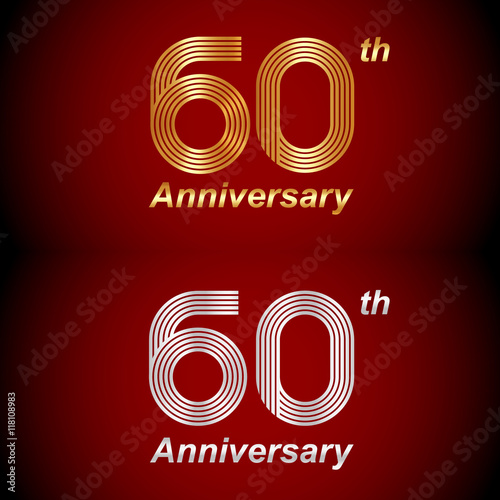 60 years anniversary Gold and Silvey Template logo