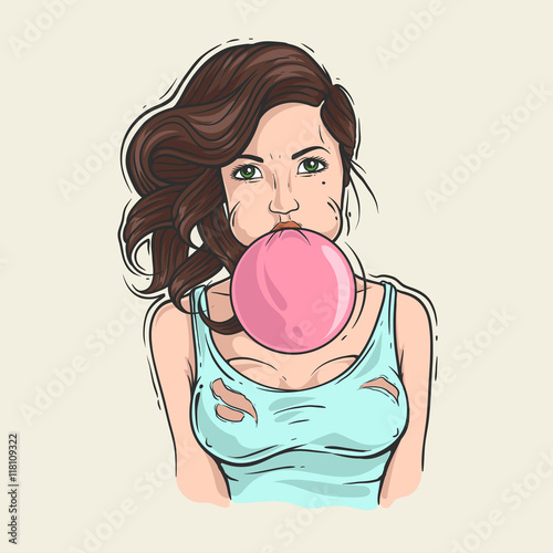 Girl with chewing gum