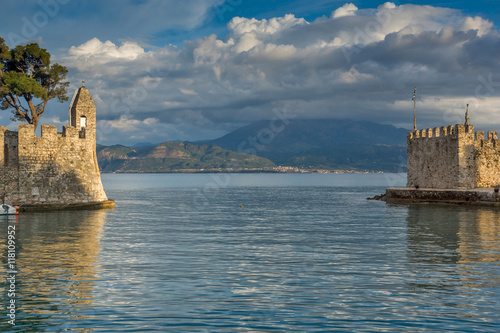 Wallpaper Mural Sunset view of Fortification at the port of Nafpaktos town, Western Greece Torontodigital.ca