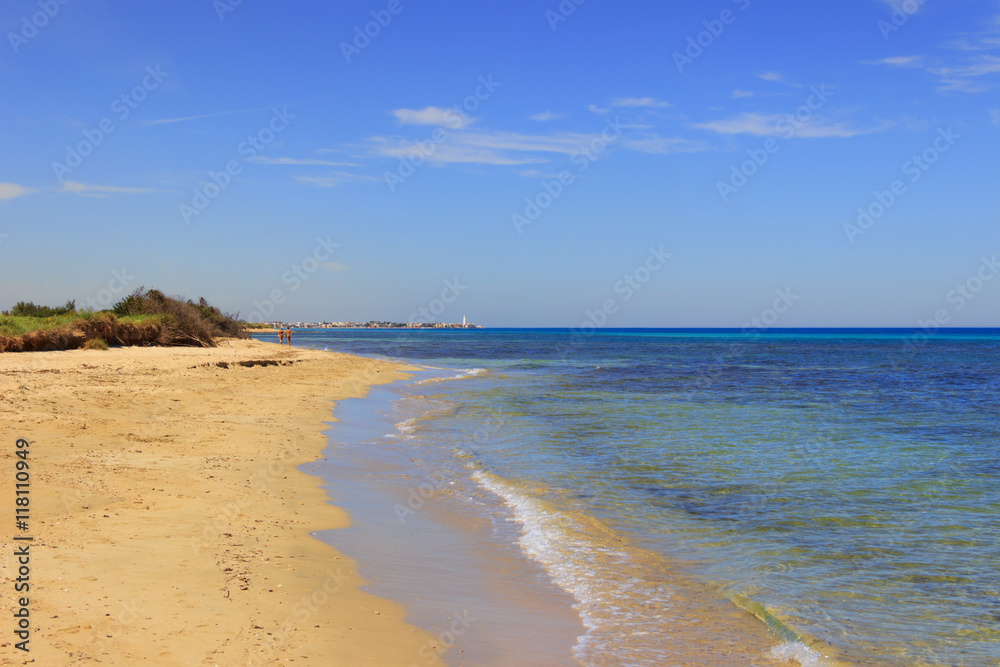 The Regional Natural Park Dune Costiere. (Apulia)ITALY. In the distance you can see the town Torre Canne.The park covers the territories of Ostuni and Fasano along eight kilometers of coastline.