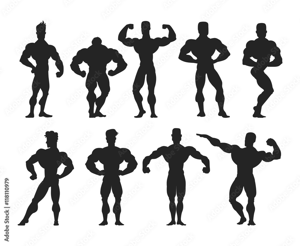 Obraz premium Mens physics bodybuilders vector illustration.