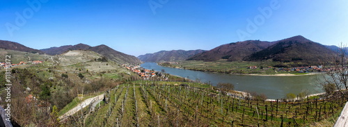 Spitz castle ruin Hinterhaus, Danube river, Austria. photo