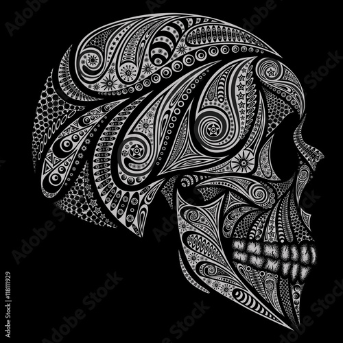 Vector human skull on a black background