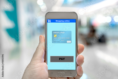 Payment on shopping online e-business website at smartphone