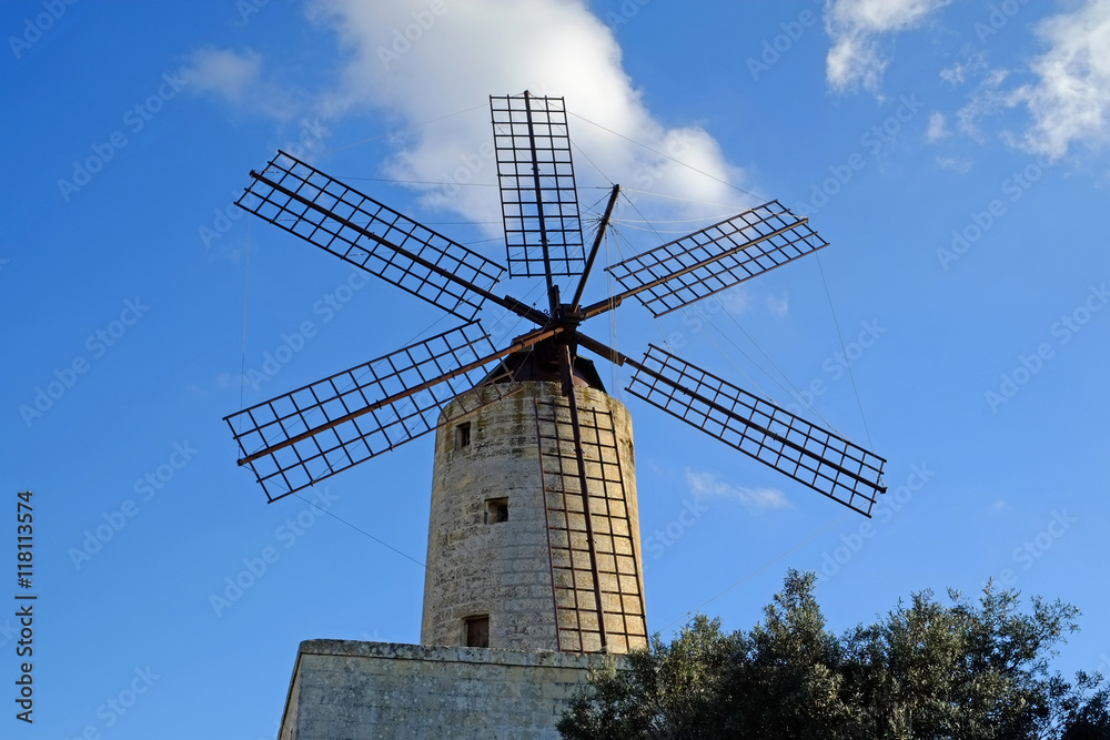 The Round Windmill at Zurreiq, Malta.Portugal 