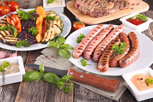 assorted barbecue with meat and vegetable