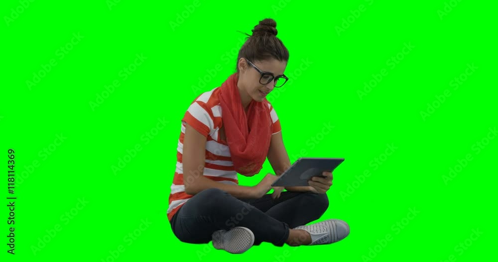 A beautiful woman using digital tablet A beautiful woman using digital tablet