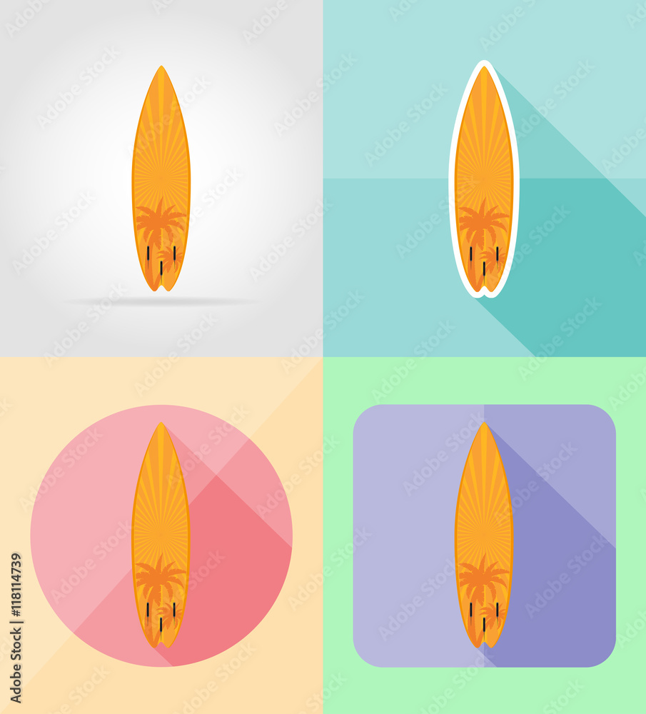 surfboard flat icons vector illustration surfboard flat icons vector illustration
