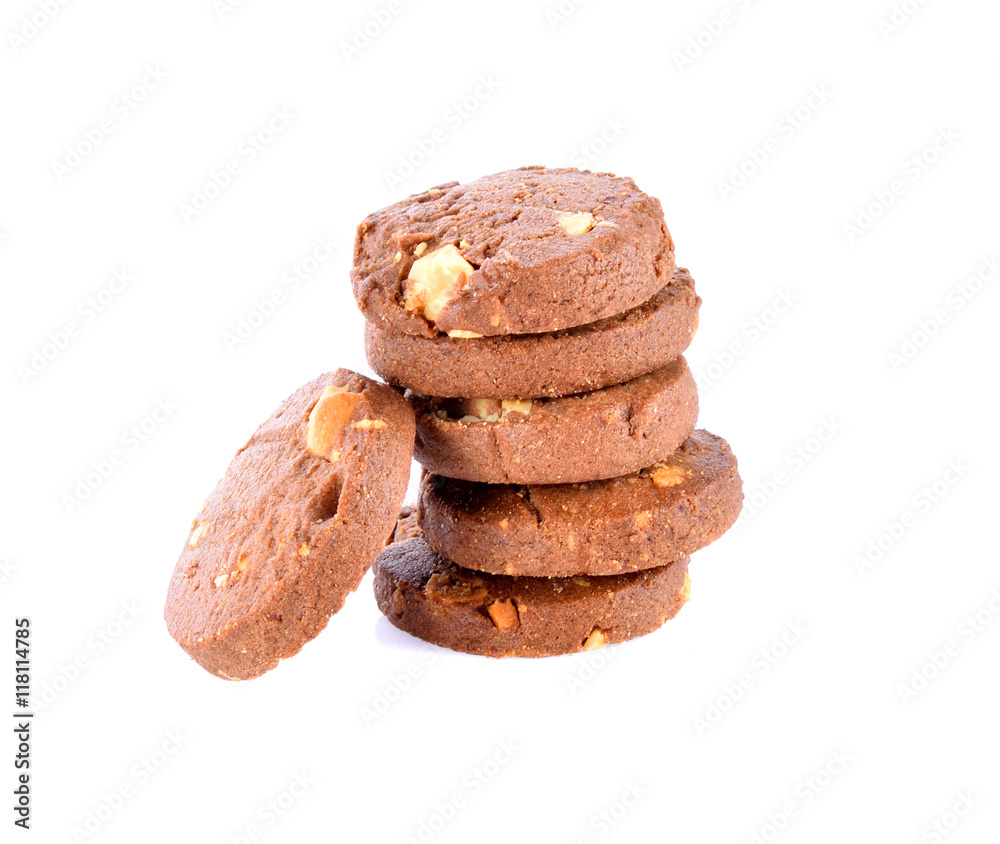 Chocolate cookie on white background Chocolate cookie on white background