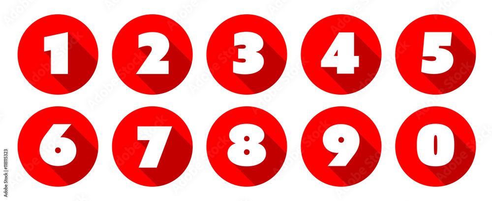 Numbers / Red circle Icons Stock Vector | Adobe Stock