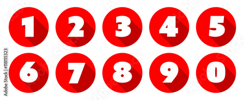 Numbers / Red circle Icons photo