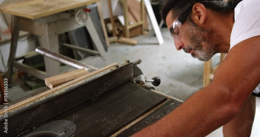 Attractive carpenter working