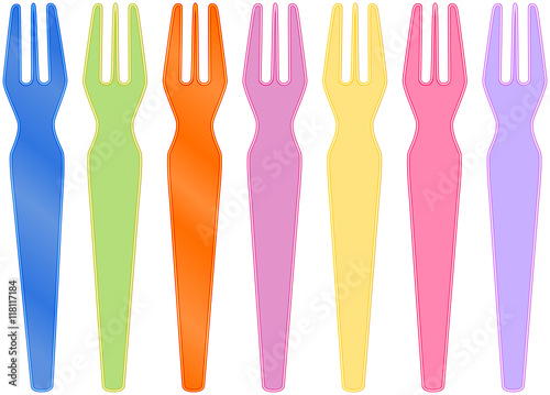 various plastic forks for french fries, vector illustration