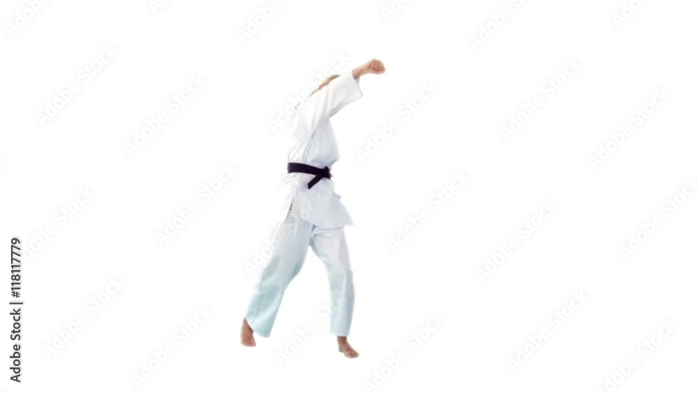 Sportswoman is practising martial art Sportswoman is practising martial art