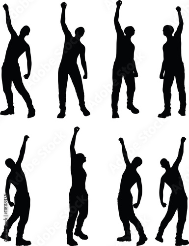 man silhouette in victorious, pose