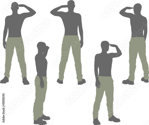 man silhouette in salute, salutation pose