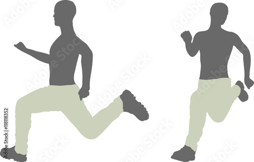 man silhouette in run escape pose