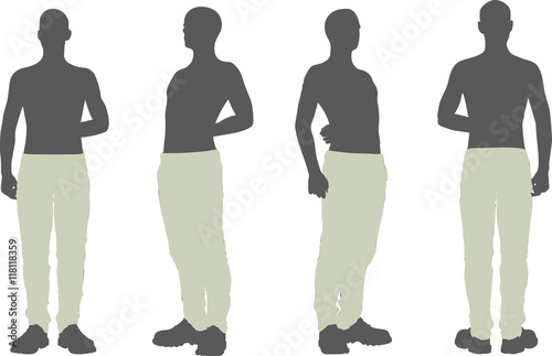 man silhouette in salute, stand pose