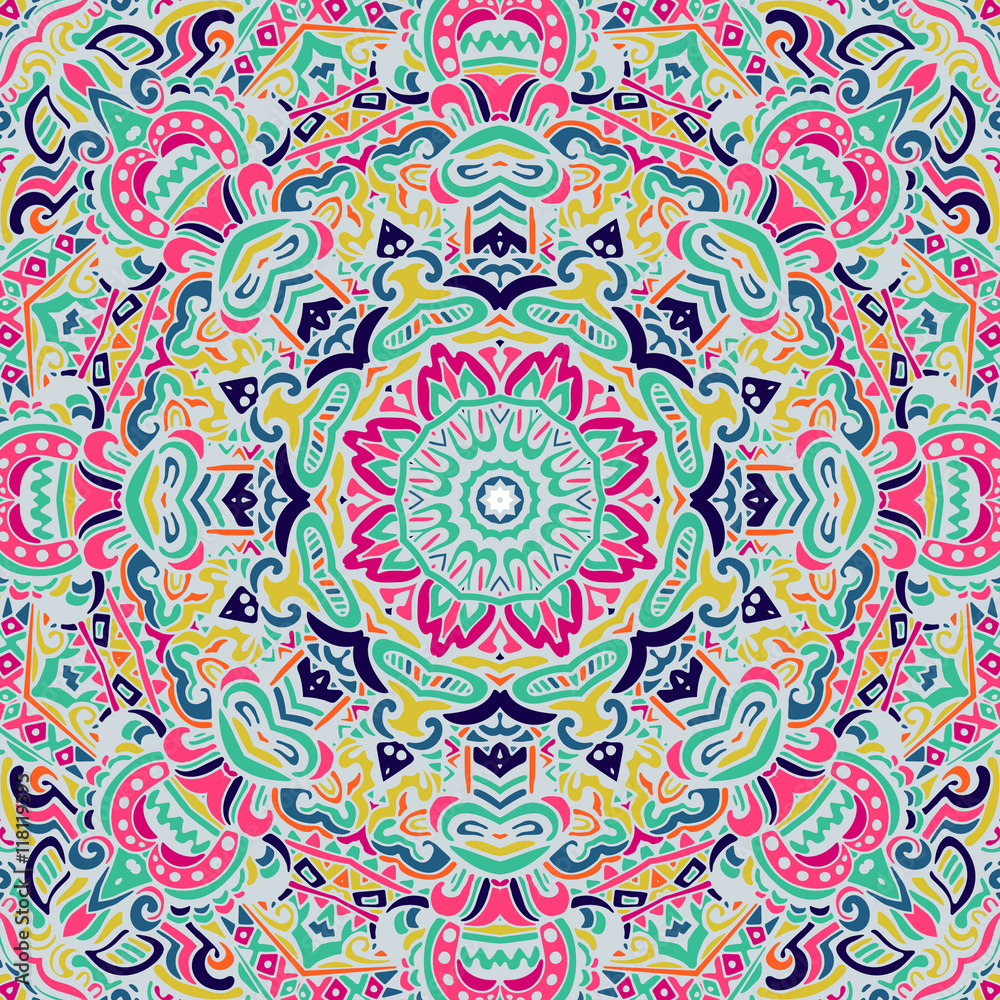 colorful abstract doodle mandala pattern