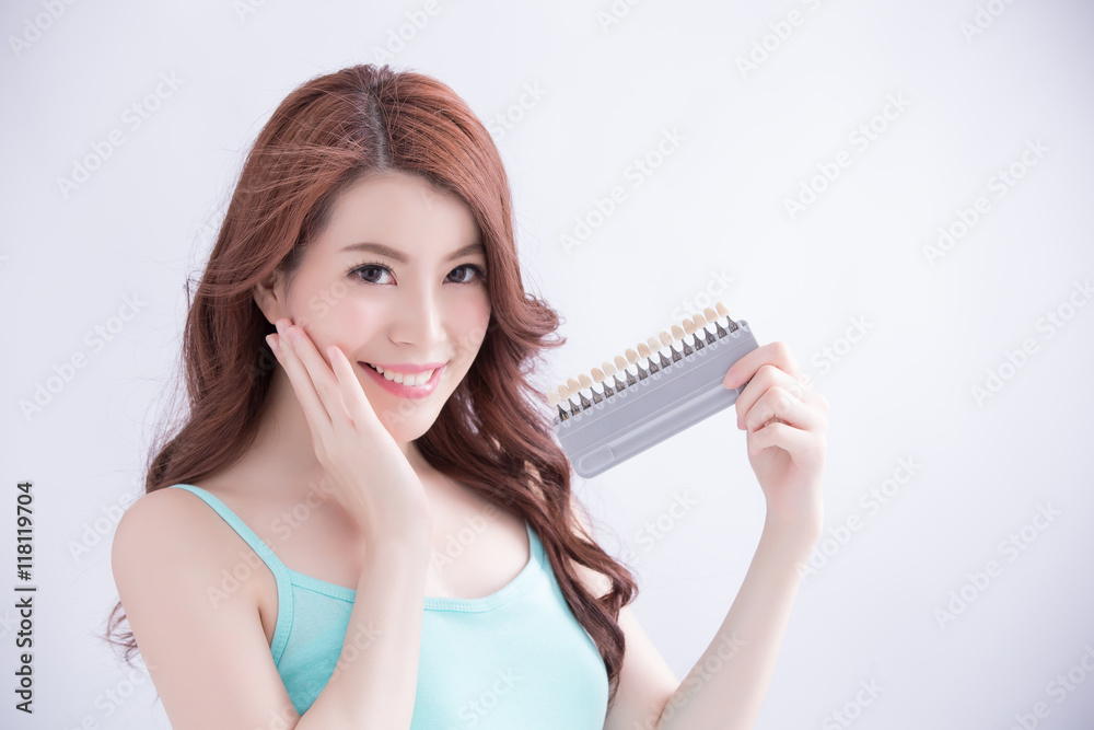 Woman teeth whitening concept