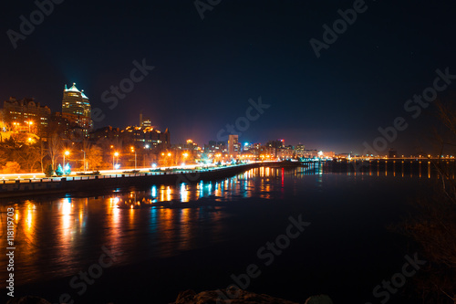 Panorama of Dnepropetrovsk at winter night  Ukraine