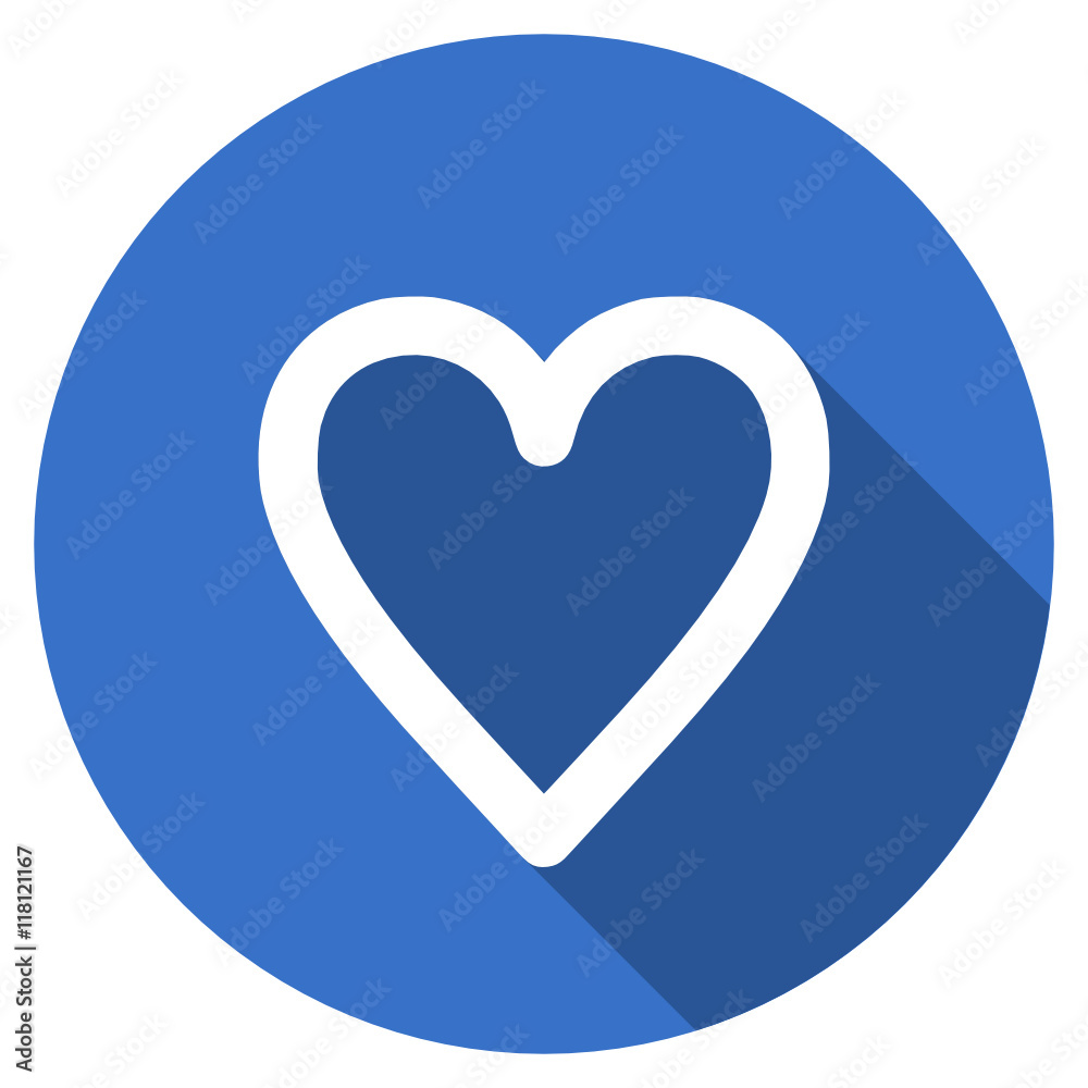 Blue flat design round web heart vector icon Blue flat design round web heart vector icon