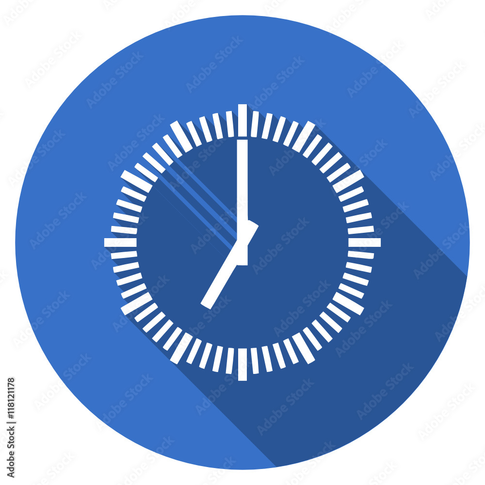 Blue flat design round web clock vector icon Blue flat design round web clock vector icon