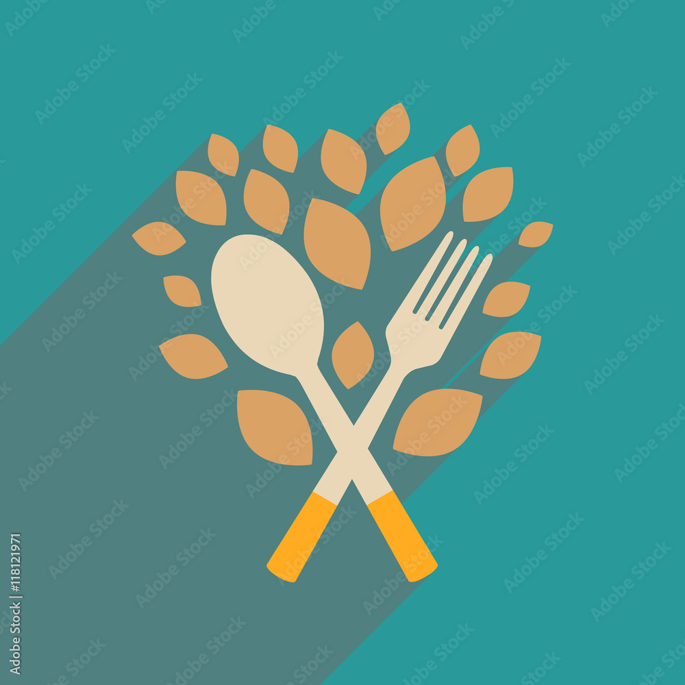 Fototapeta premium Flat web icon with long shadow eco cutlery
