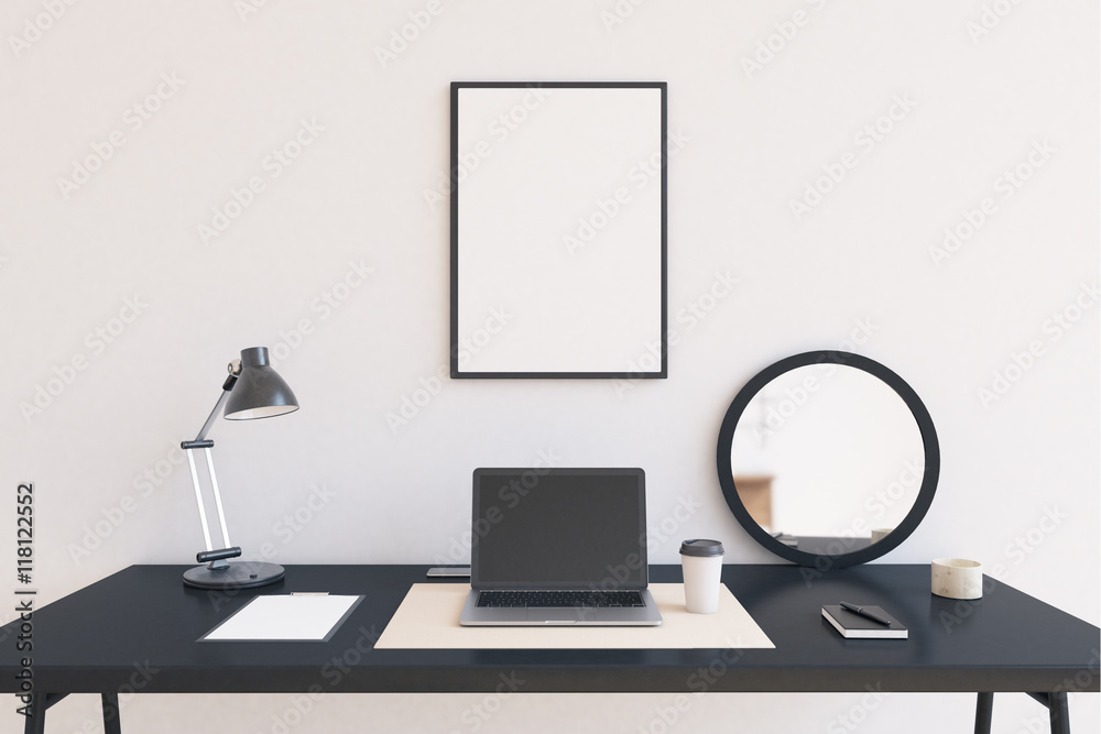 Fototapeta premium Home office with laptop