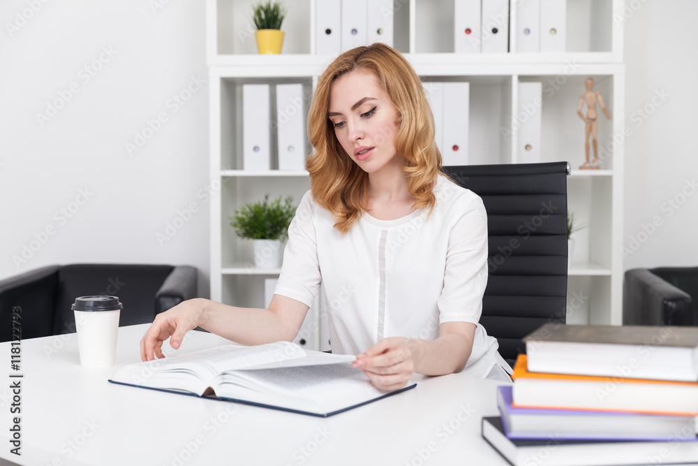 Lawyer studying case precedents