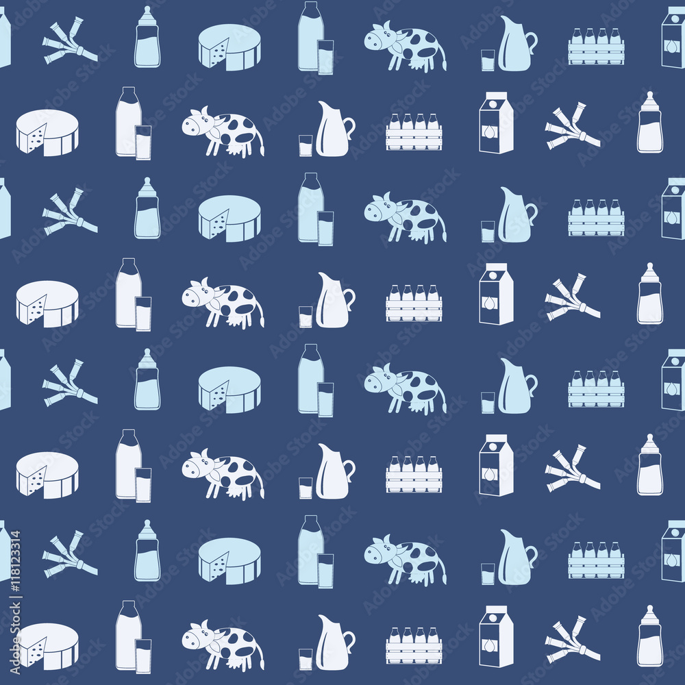 Seamless pattern with milk icons for your design Seamless pattern with milk icons for your design
