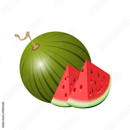 Watermelon. Isolated watermelon on white background. Piece of watermelon. Slice of watrmelon. photo