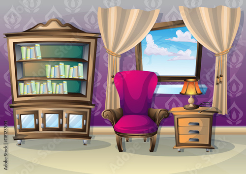 cartoon vector illustration interior living room with separated layers