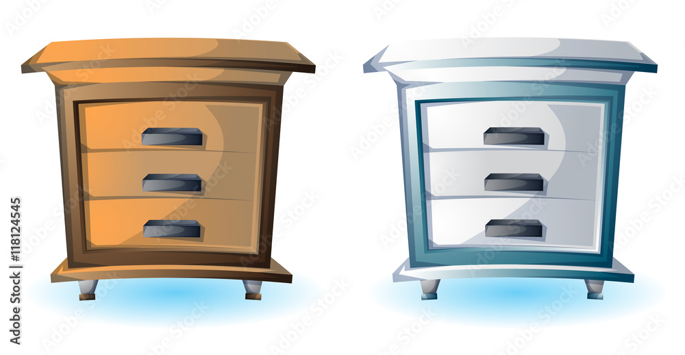 cartoon vector illustration interior wood cabinet with separated layers ...