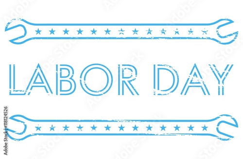 vector illustration wth labor day grunge lettering and building tools background