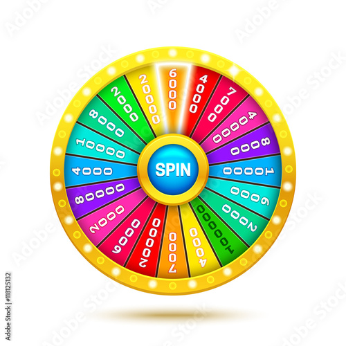 Colorful fortune wheel. 3d Realistic wheel of fortune illustration. Eps10 vector.