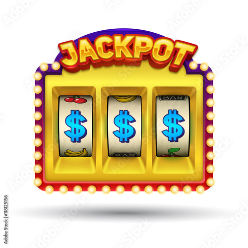 Slot machine illustration isolated on white background.