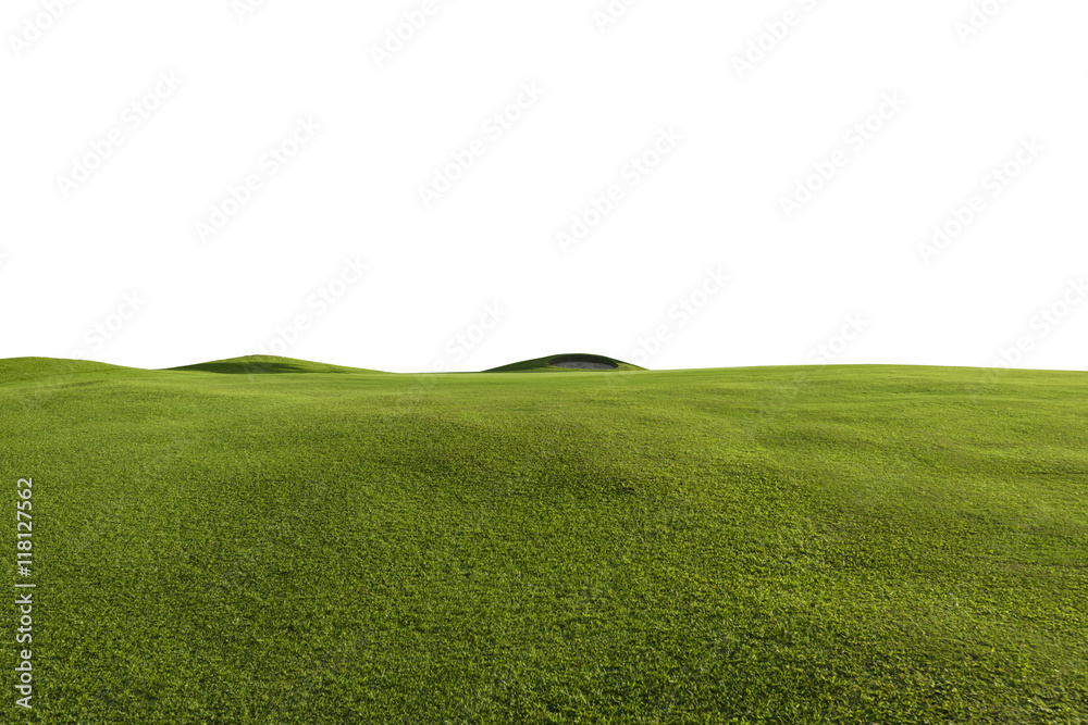 green grass of golf course and white backgrounds