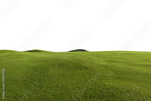 green grass of golf course and white backgrounds