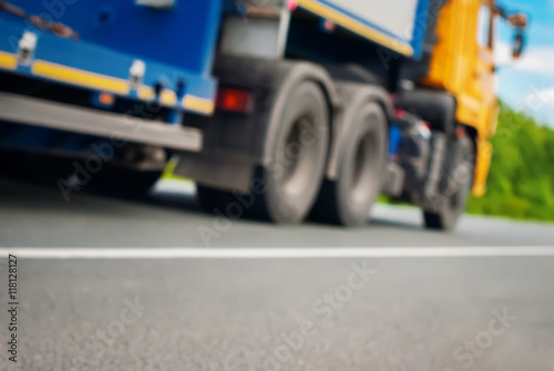 Truck on Road Transportation Defocused Background