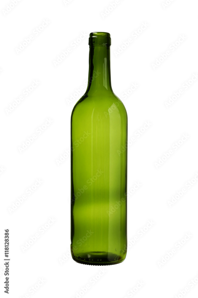 Green Wine Bottle isolated white background clipping paths