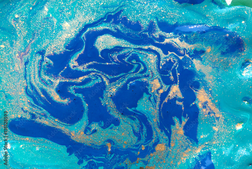 Obraz premium Marbled blue abstract background. Liquid marble pattern. Marbling acrylic texture
