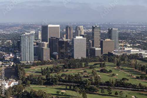 Afternoon Aerial View of Century City in Los Angeles California