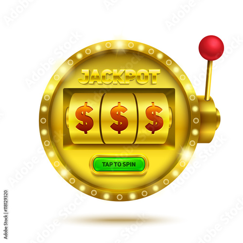 Luxury slot machine illustration. Golden slot machine with arm. Eps10 vector illustration.